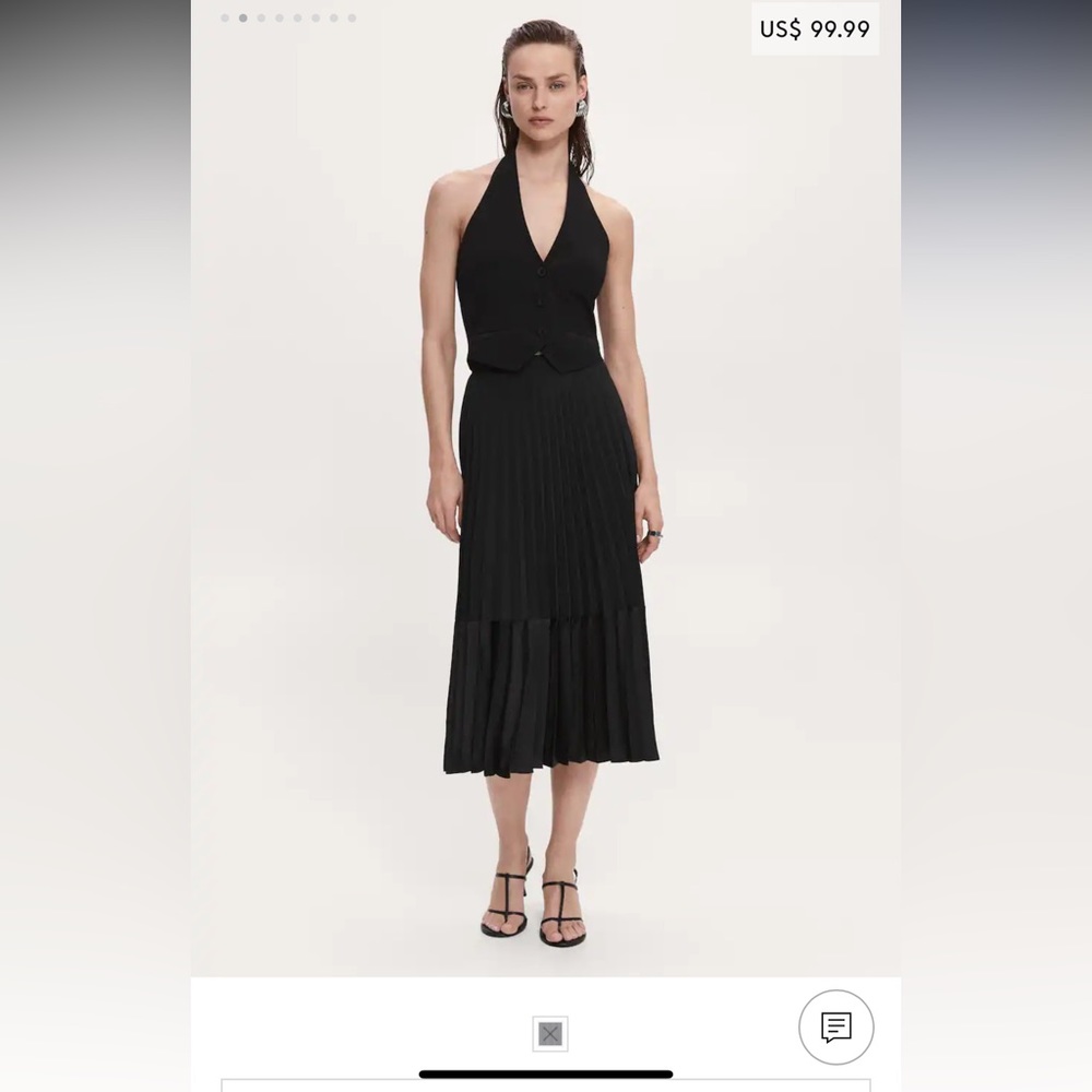 Mango Satin-Effect Pleated Midi-Skirt